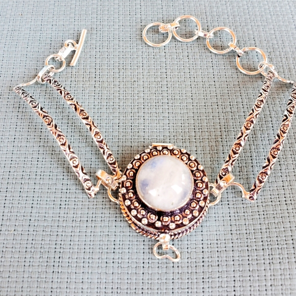 New Rainbow Moonstone 925 Silver Poison Bracelet. - Picture 1 of 14